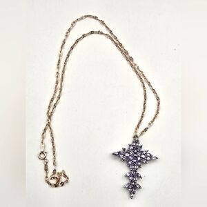 KT Tanzanite Marquise Cluster 925 Cross Necklace 18"